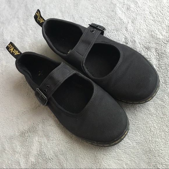 black canvas mary jane shoes